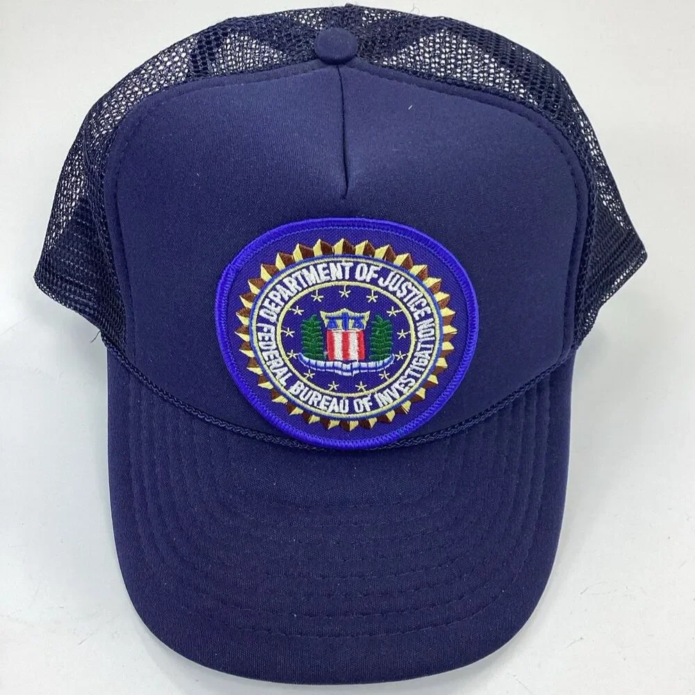 Vintage FBI Trucker Hat Nissin Blue Snapback Cap Federal Bureau Investigation